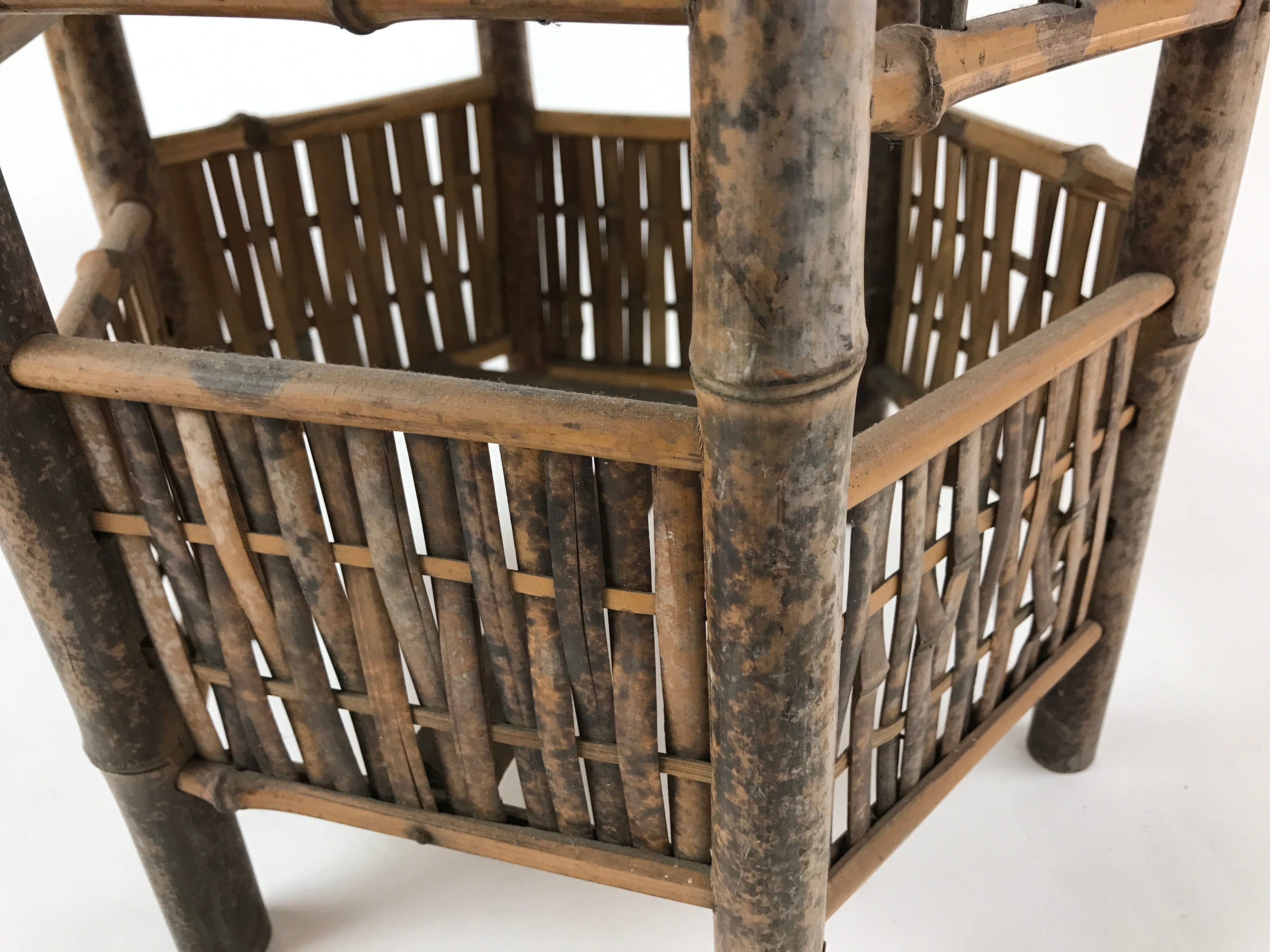 Japanese Handcrafted Bamboo Umbrella Stand Vtg Kasatate Holder Brown JK609