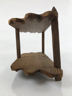 Japanese Handcrafted Rustic Wooden Shelf Vtg Carved Small Stand Brown JK675