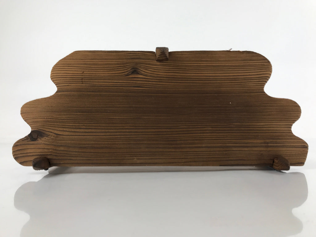 Japanese Handcrafted Rustic Wooden Shelf Vtg Carved Small Stand Brown JK675
