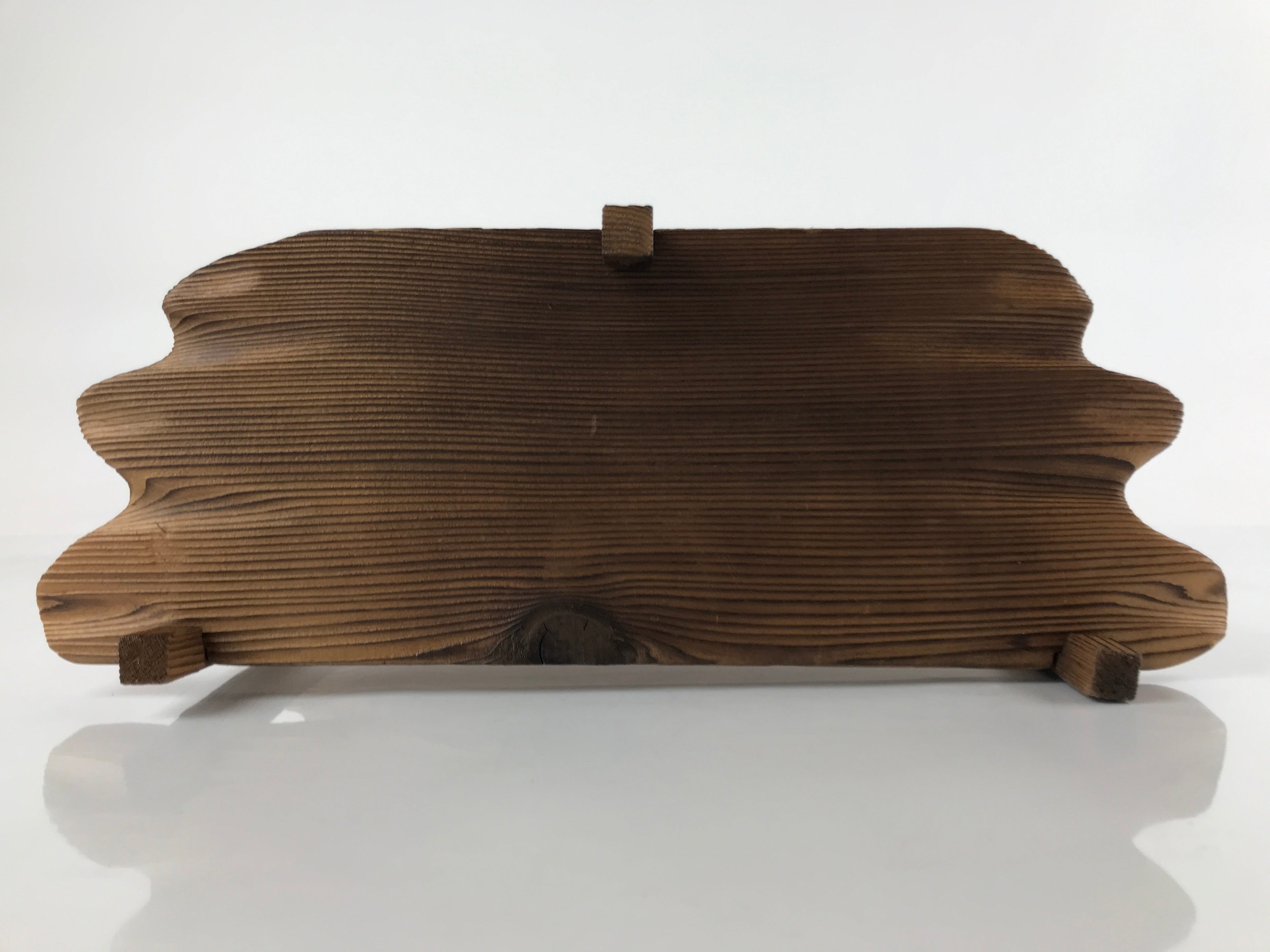 Japanese Handcrafted Rustic Wooden Shelf Vtg Carved Small Stand Brown JK675