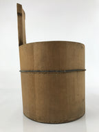 Japanese Handcrafted Wooden Bath Water Bucket Vtg Cypress Oke Ladle Scoop BK24