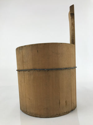 Japanese Handcrafted Wooden Bath Water Bucket Vtg Cypress Oke Ladle Scoop BK24