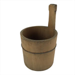 Japanese Handcrafted Wooden Bath Water Bucket Vtg Cypress Oke Ladle Scoop BK24
