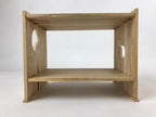 Japanese Handcrafted Wooden Shelf Vtg Small Stand Hyotan Design Brown JK647