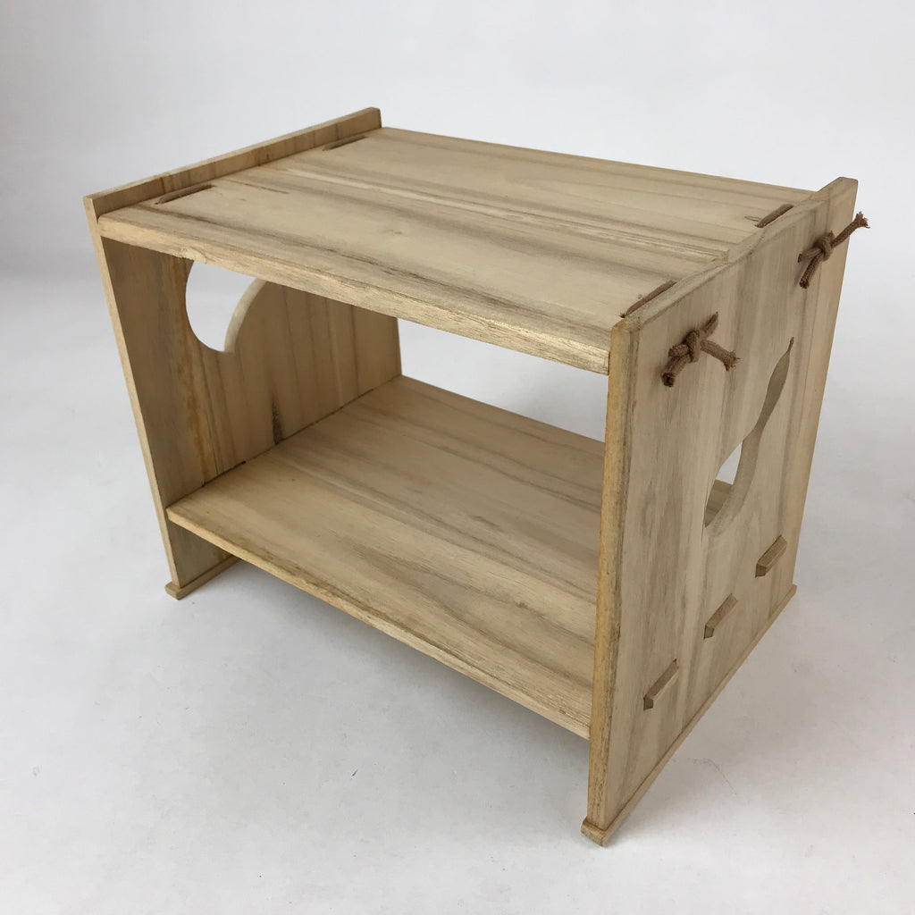 Japanese Handcrafted Wooden Shelf Vtg Small Stand Hyotan Design Brown JK647