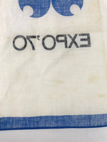Japanese Handkerchief Vtg Bandana Fabric Expo 1970 Osaka White Blue JK815