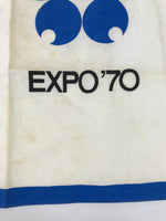 Japanese Handkerchief Vtg Bandana Fabric Expo 1970 Osaka White Blue JK815