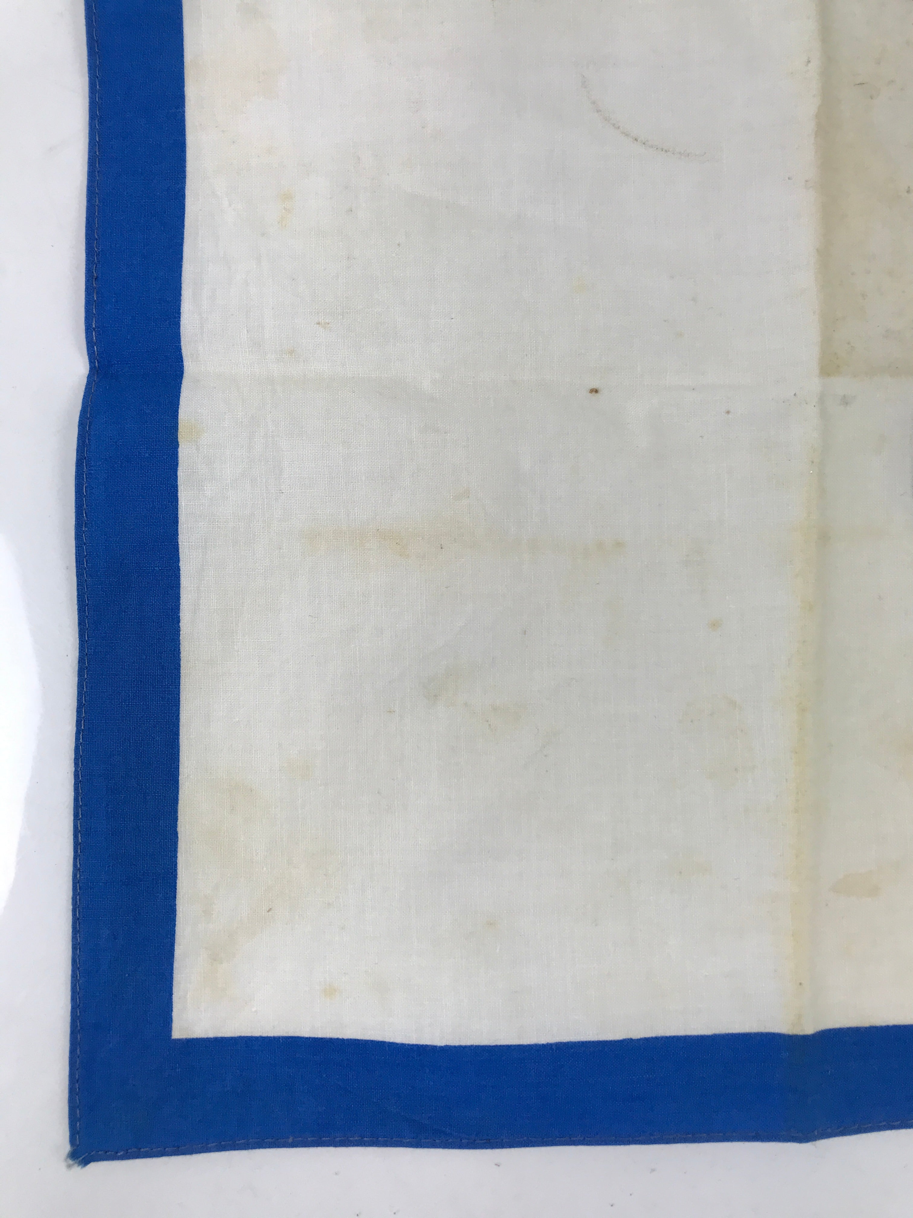 Japanese Handkerchief Vtg Bandana Fabric Expo 1970 Osaka White Blue JK815