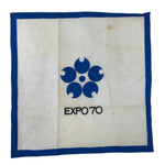 Japanese Handkerchief Vtg Bandana Fabric Expo 1970 Osaka White Blue JK815