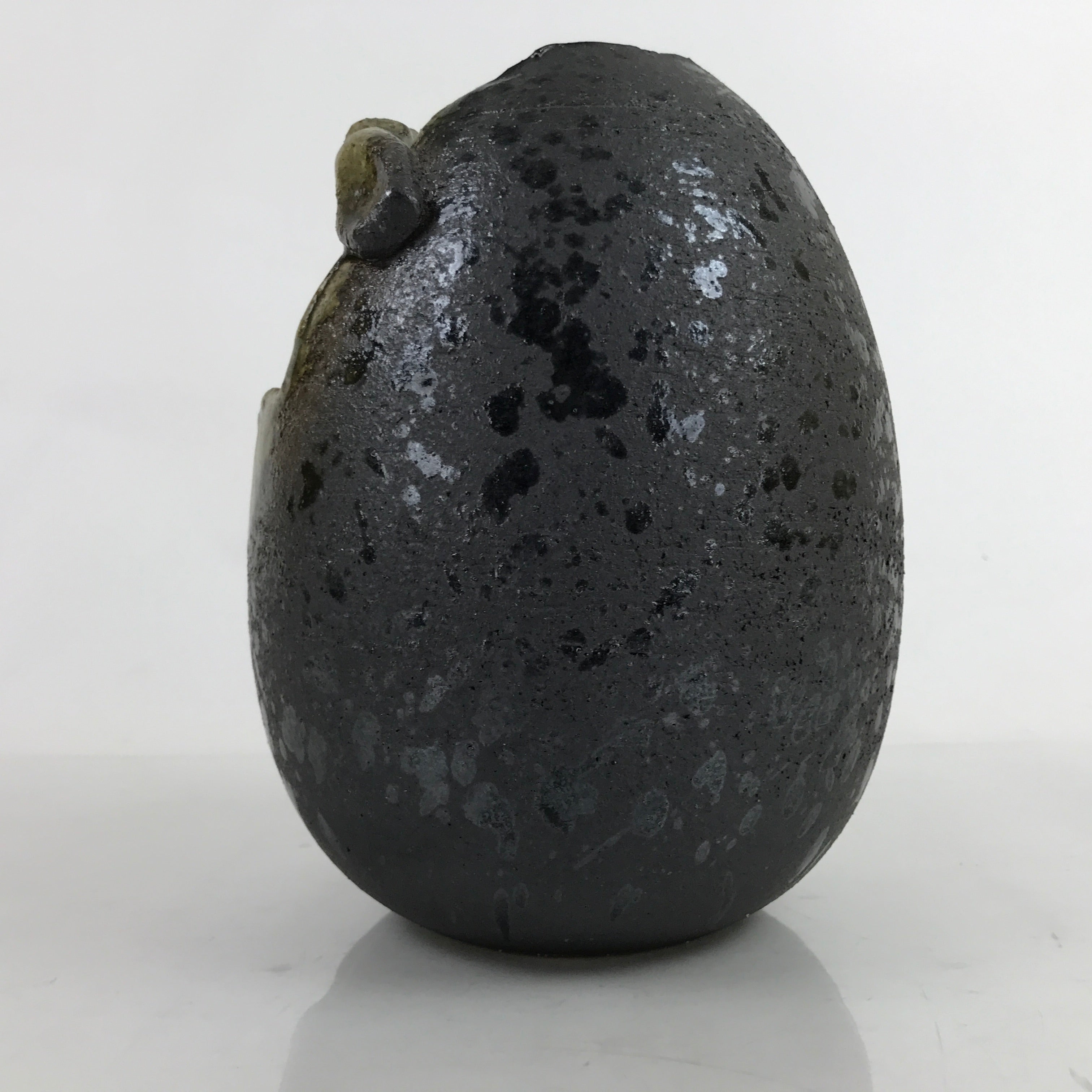 Japanese Handmade Ceramic Flower Vase Vtg Kabin Shigaraki Ware Black FK158