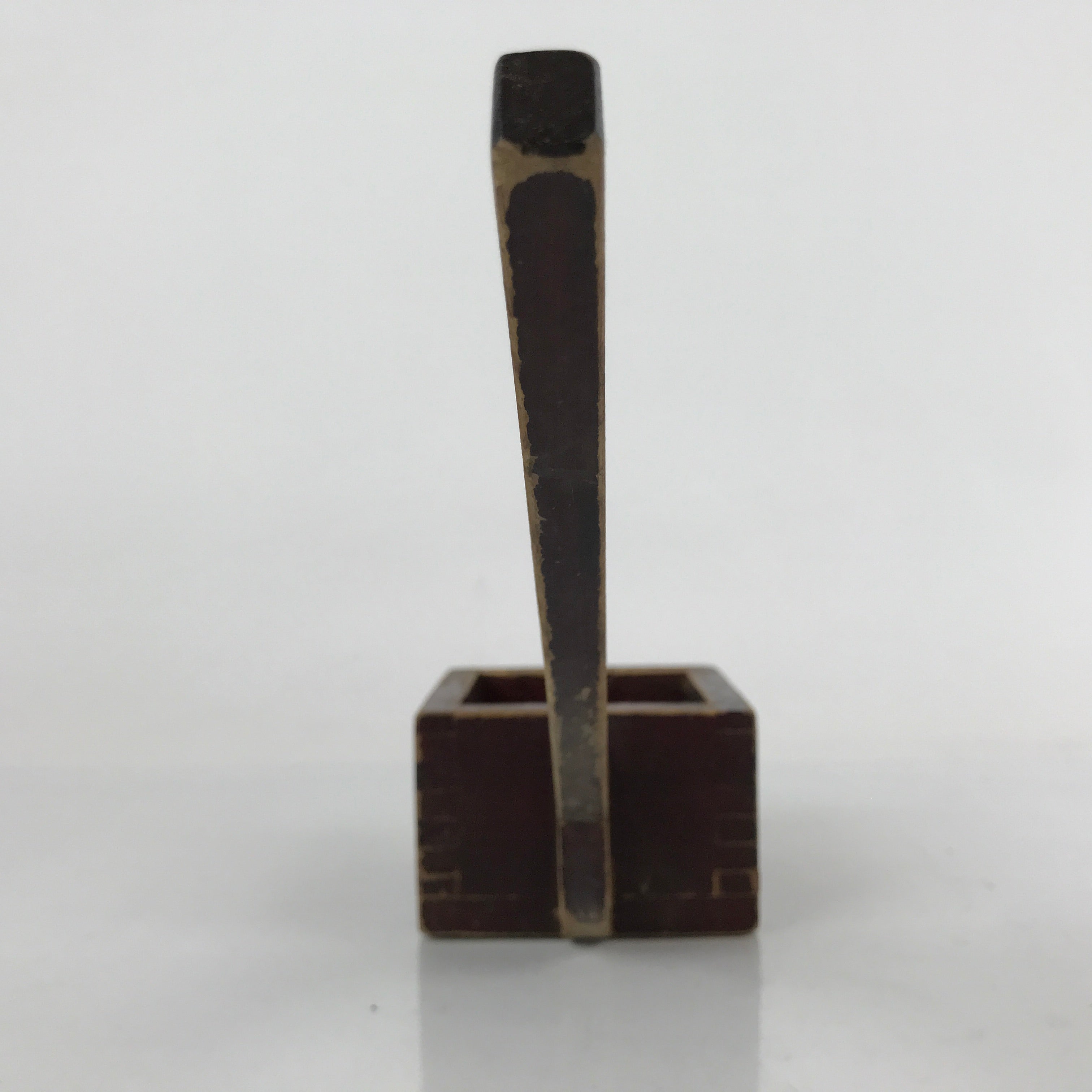 Japanese Handmade Lacquered Wood Masu Liquid Measuring Tool Vtg 0.2L Brown JK688