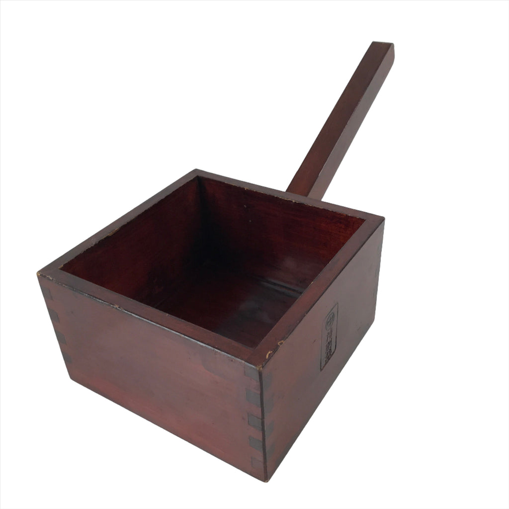 Japanese Handmade Lacquered Wood Masu Liquid Measuring Tool Vtg 2L Brown JK691