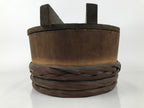 Japanese Handmade Lidded Wooden Oke Bucket Vtg Water Rice Pickles Bamboo BK46