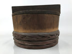 Japanese Handmade Lidded Wooden Oke Bucket Vtg Water Rice Pickles Bamboo BK46