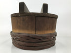 Japanese Handmade Lidded Wooden Oke Bucket Vtg Water Rice Pickles Bamboo BK46