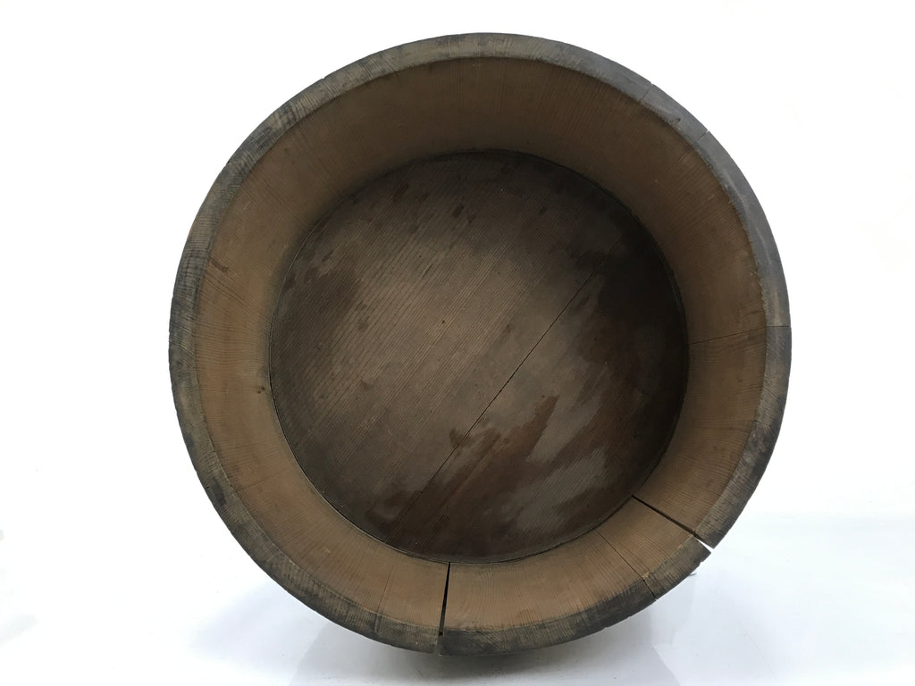 Japanese Handmade Lidded Wooden Oke Bucket Vtg Water Rice Pickles Bamboo BK46