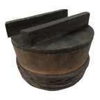 Japanese Handmade Lidded Wooden Oke Bucket Vtg Water Rice Pickles Bamboo BK46