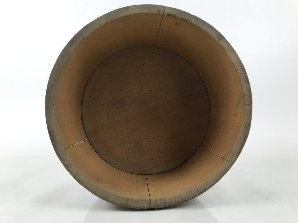 Japanese Handmade Lidded Wooden Oke Bucket Vtg Water Rice Sifting Screen BK45