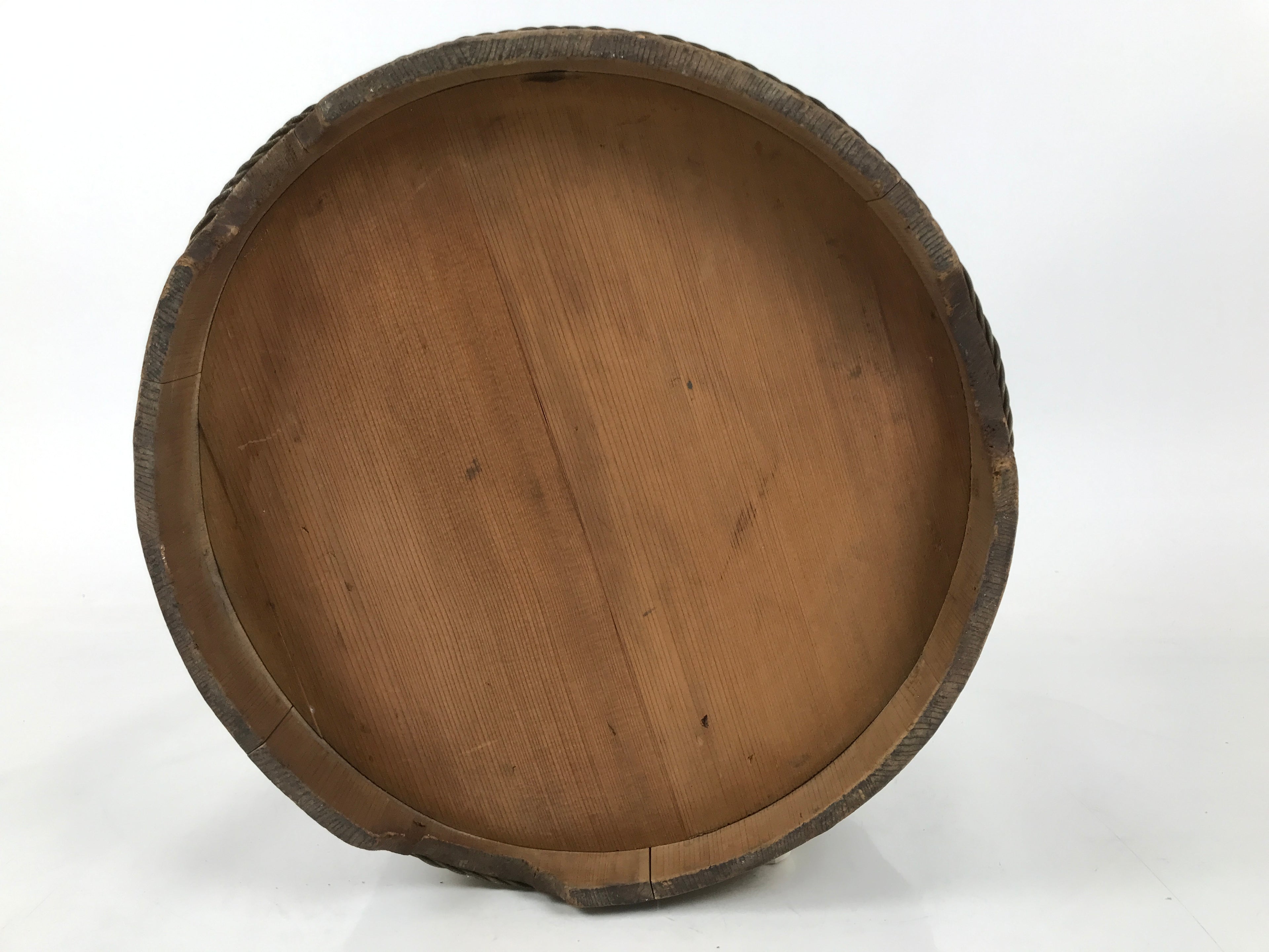 Japanese Handmade Lidded Wooden Oke Bucket Vtg Water Rice Sifting Screen BK45