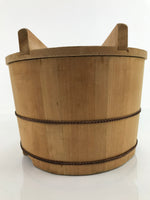 Japanese Handmade Lidded Wooden Oke Bucket Vtg Water Rice Storage BK27