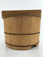 Japanese Handmade Lidded Wooden Oke Bucket Vtg Water Rice Storage BK27
