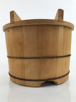 Japanese Handmade Lidded Wooden Oke Bucket Vtg Water Rice Storage BK27