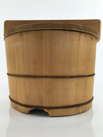 Japanese Handmade Lidded Wooden Oke Bucket Vtg Water Rice Storage BK27