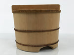 Japanese Handmade Lidded Wooden Oke Bucket Vtg Water Rice Storage BK48