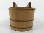 Japanese Handmade Lidded Wooden Oke Bucket Vtg Water Rice Storage BK50