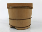 Japanese Handmade Lidded Wooden Oke Bucket Vtg Water Rice Storage BK50