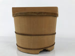Japanese Handmade Lidded Wooden Oke Bucket Vtg Water Rice Storage BK50