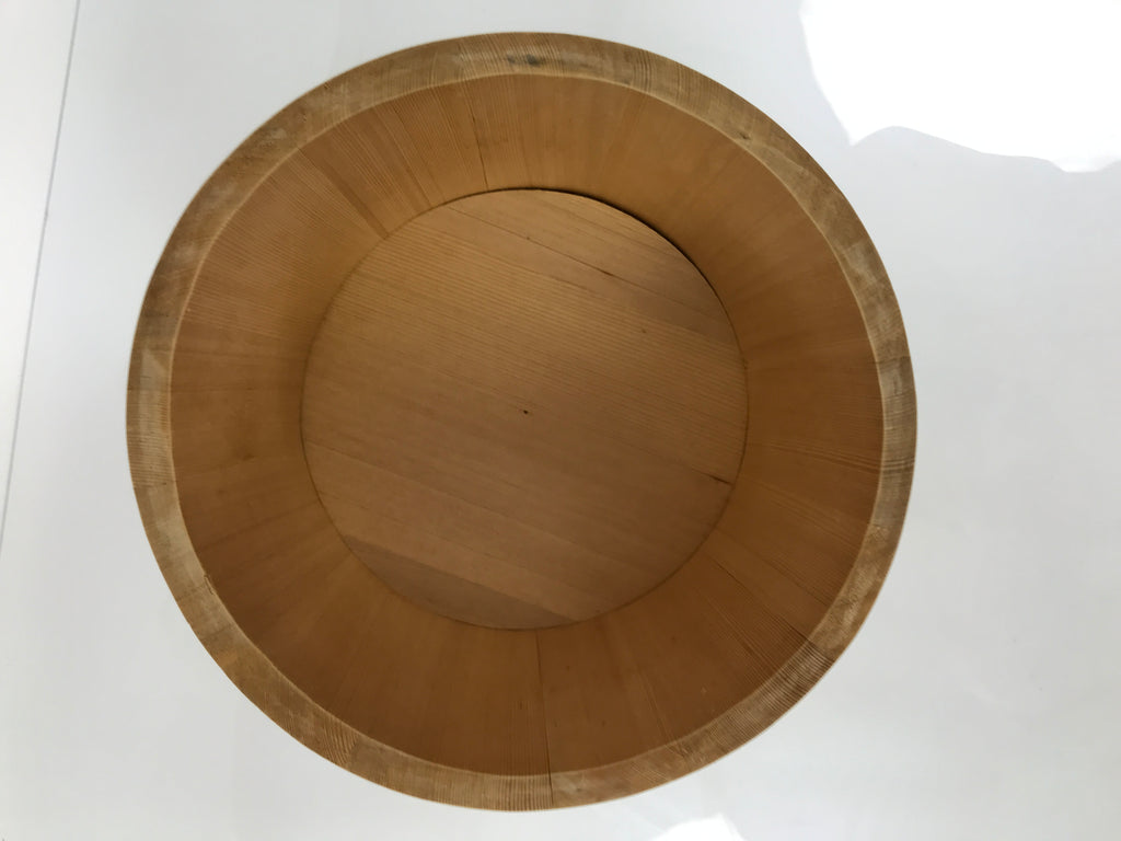 Japanese Handmade Lidded Wooden Oke Bucket Vtg Water Rice Storage BK50