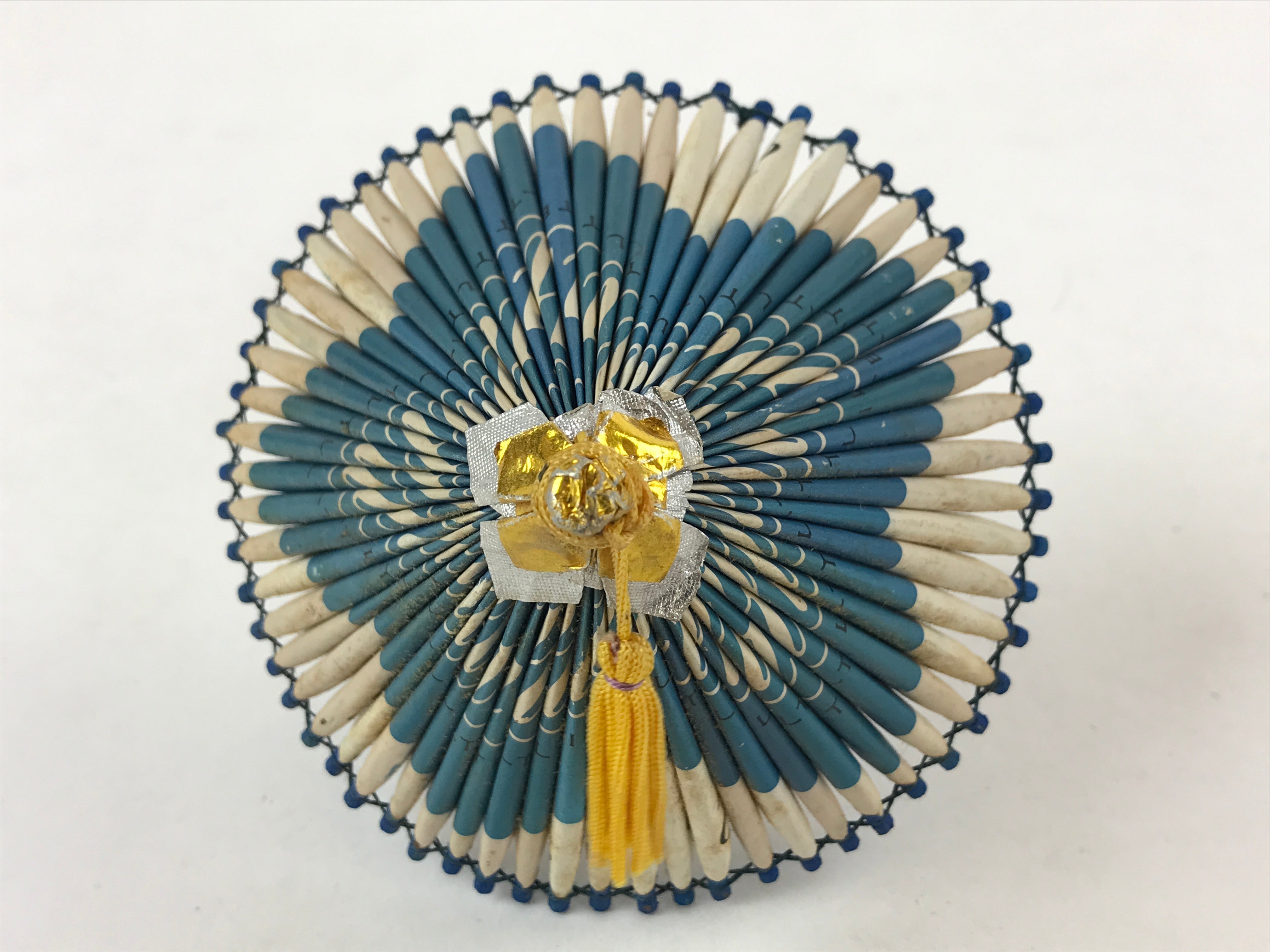 Japanese Handmade Miniature Umbrella Figurine Vtg Kasa Decoration Blue JK591