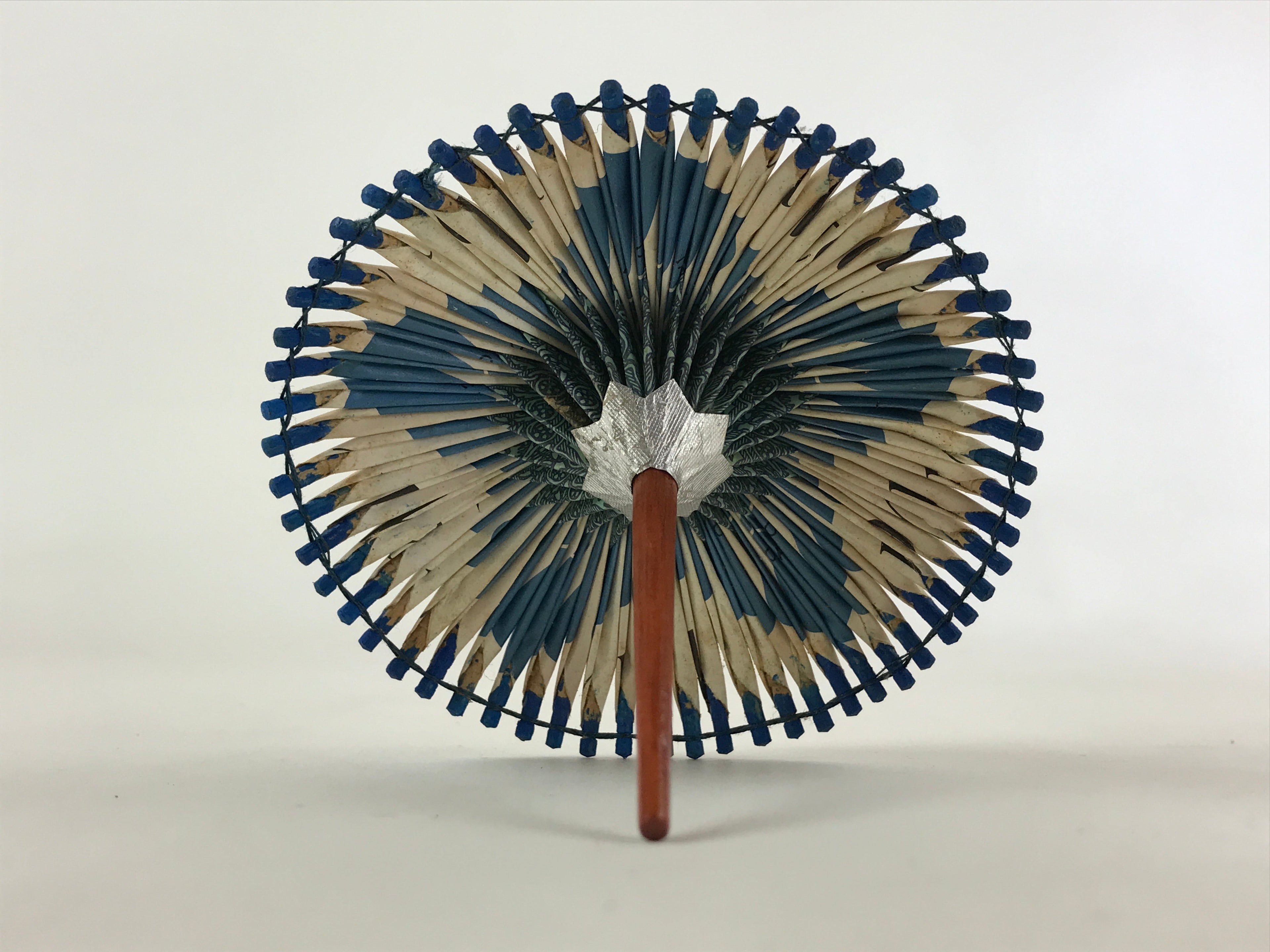 Japanese Handmade Miniature Umbrella Figurine Vtg Kasa Decoration Blue JK591