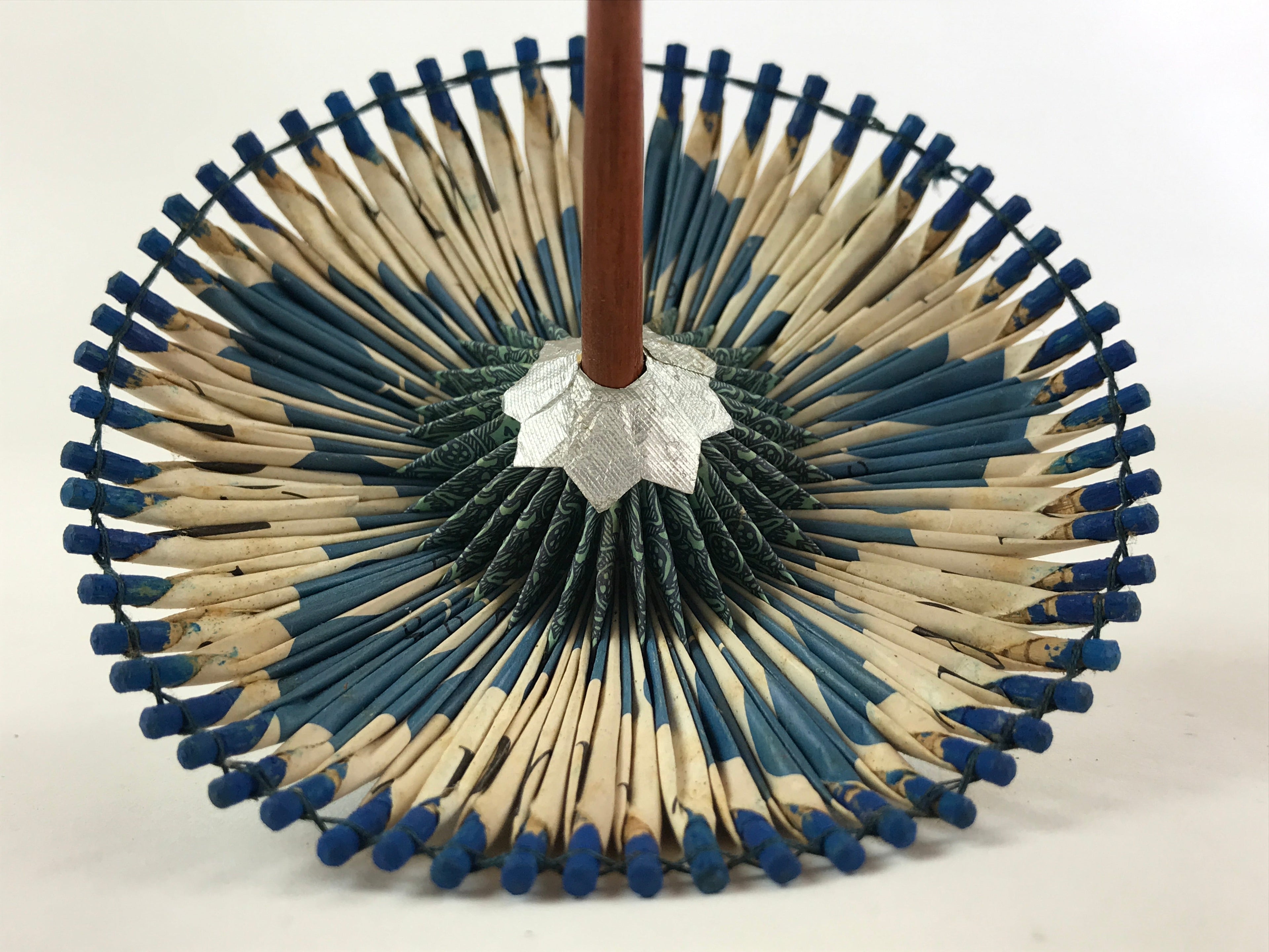 Japanese Handmade Miniature Umbrella Figurine Vtg Kasa Decoration Blue JK591