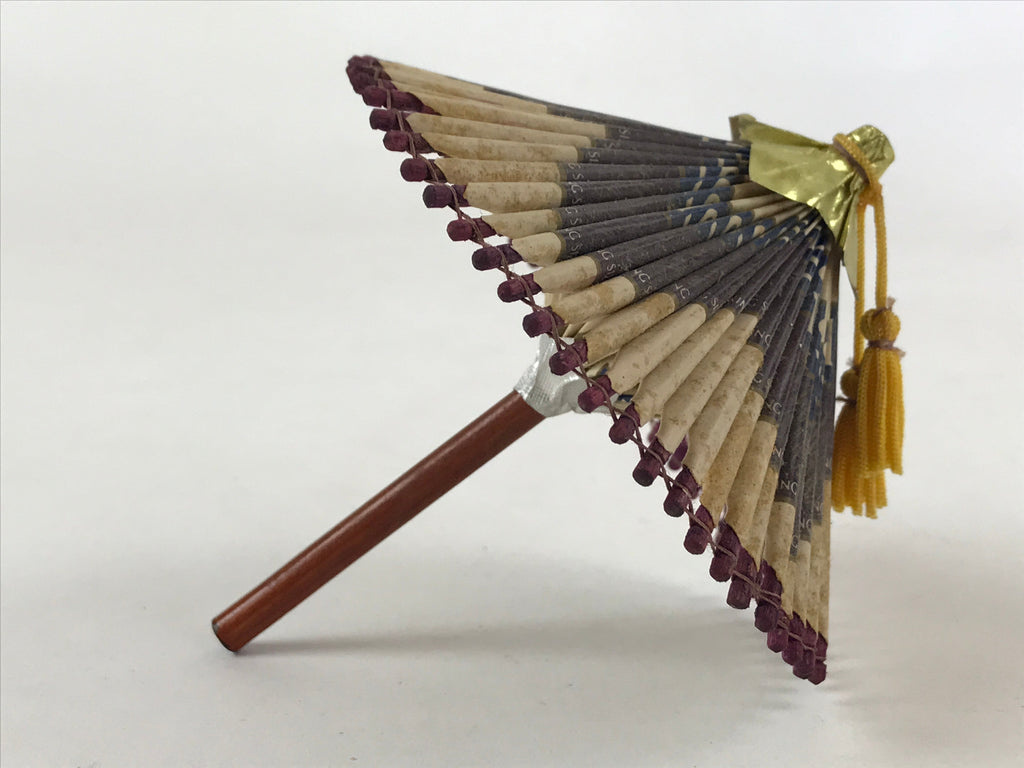 Japanese Handmade Miniature Umbrella Figurine Vtg Kasa Decoration Purple JK592