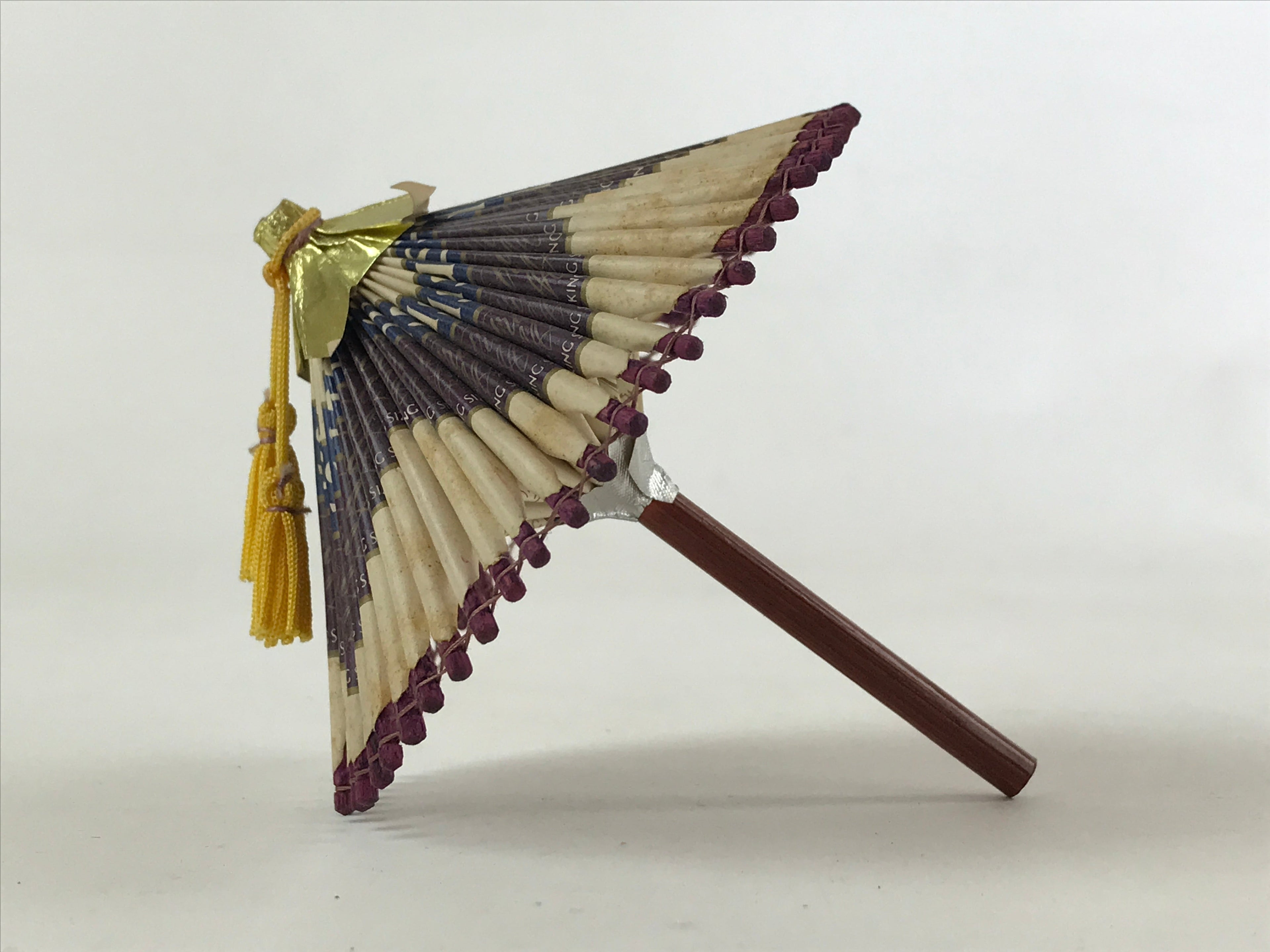 Japanese Handmade Miniature Umbrella Figurine Vtg Kasa Decoration Purple JK592