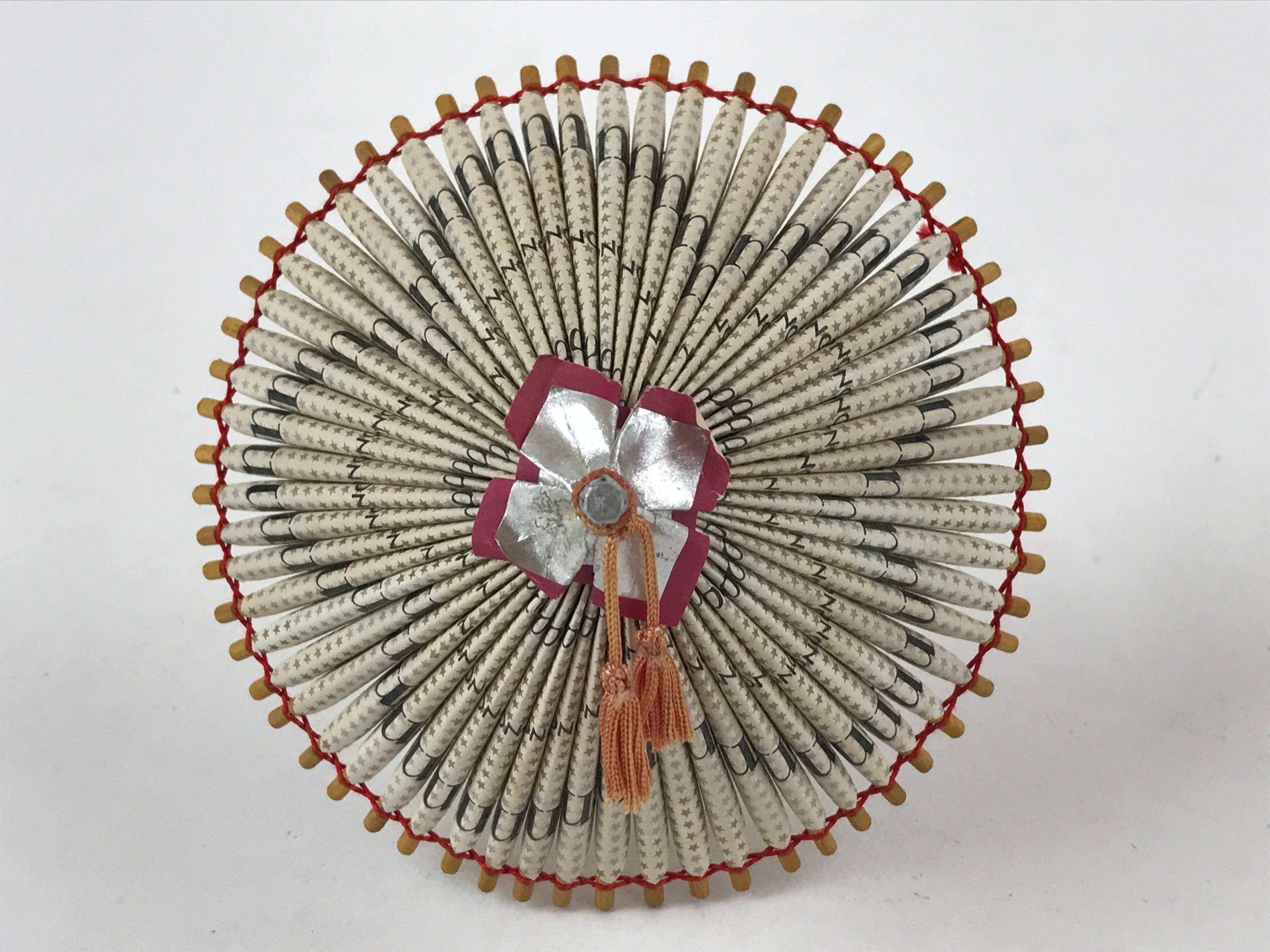 Japanese Handmade Miniature Umbrella Figurine Vtg Kasa Decoration White JK593