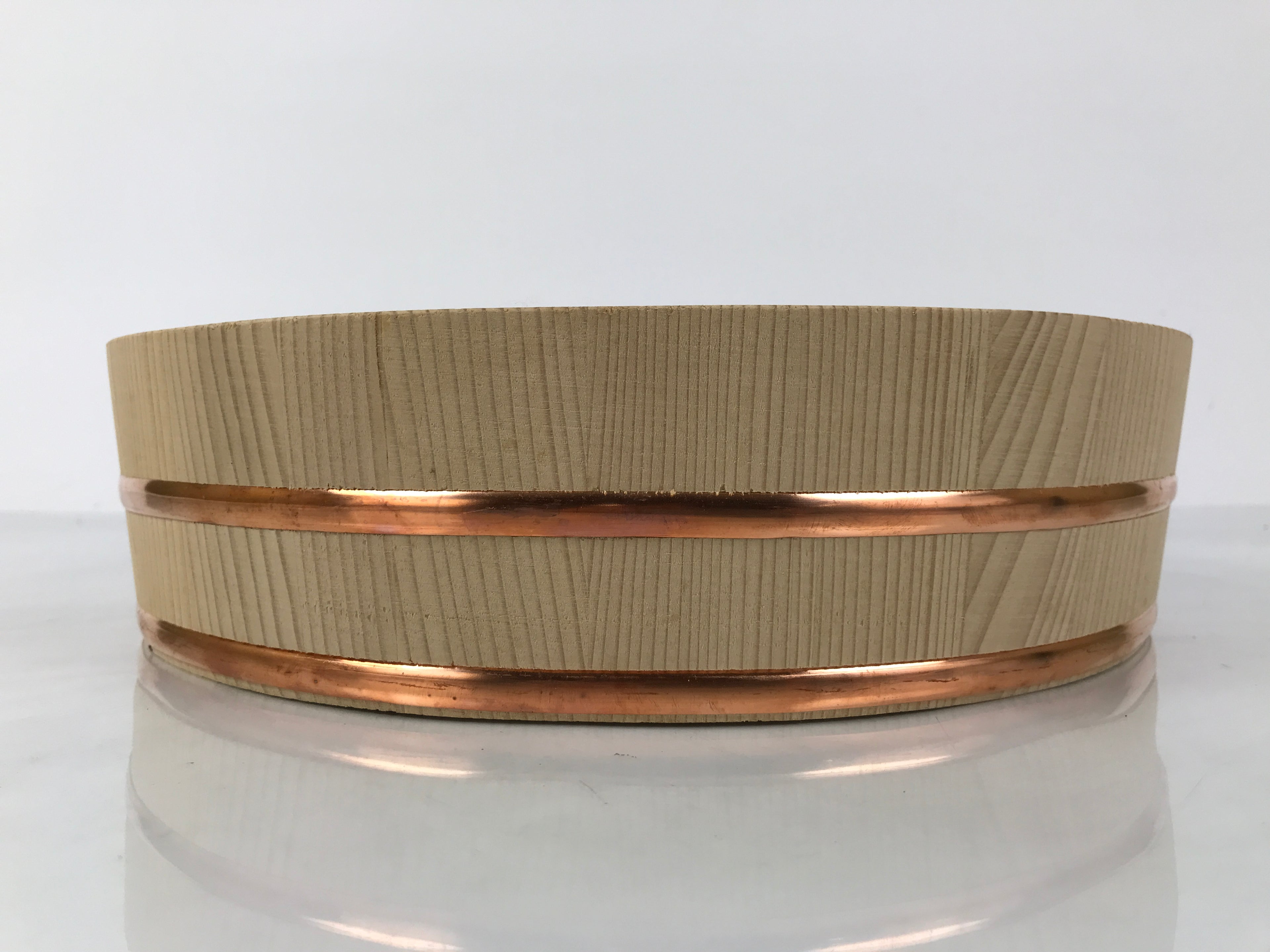 Japanese Handmade Natural Wood Bucket Sushioke Vtg Oke Hangiri Copper Band BK54