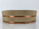 Japanese Handmade Natural Wood Bucket Sushioke Vtg Oke Hangiri Copper Band BK54