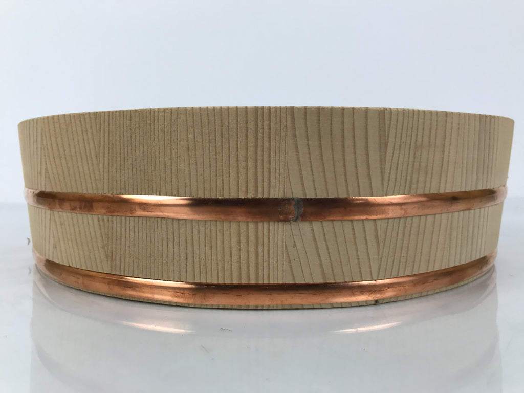 Japanese Handmade Natural Wood Bucket Sushioke Vtg Oke Hangiri Copper Band BK54