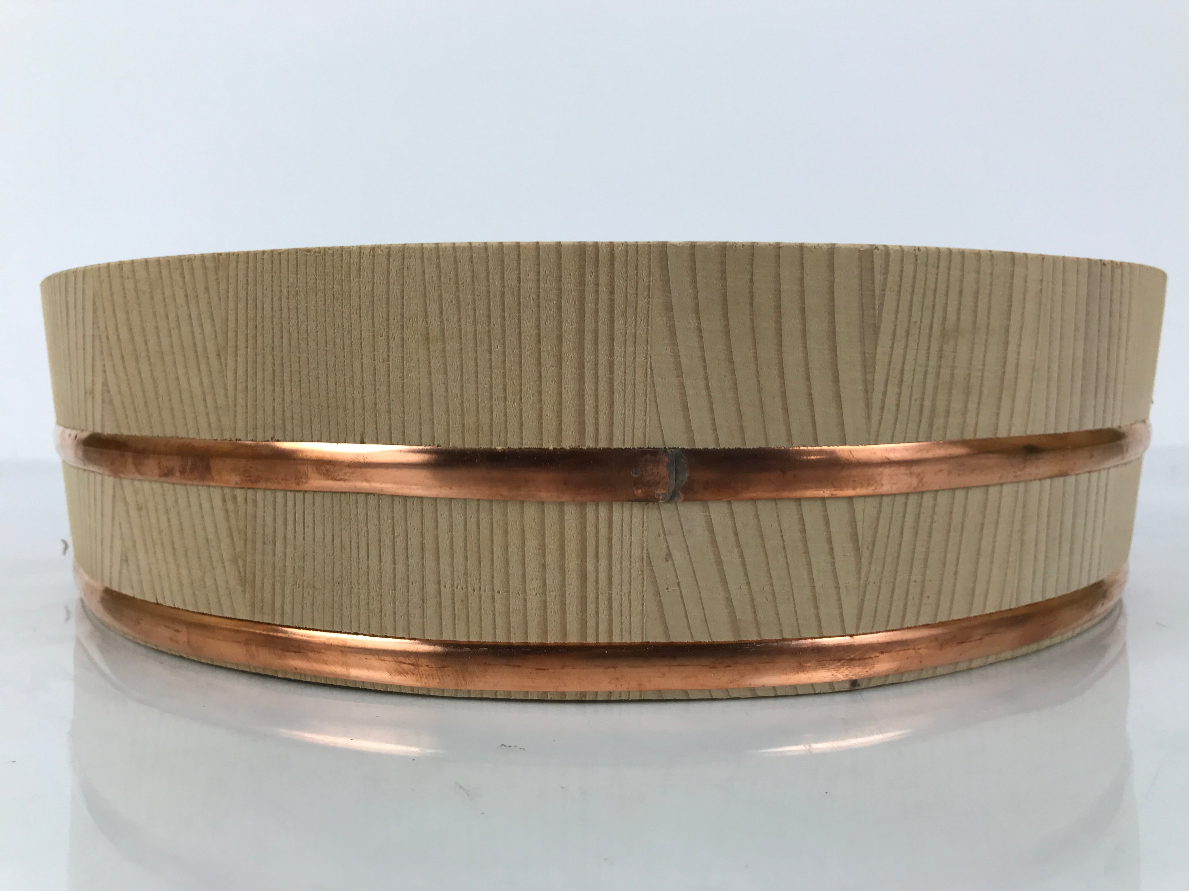 Japanese Handmade Natural Wood Bucket Sushioke Vtg Oke Hangiri Copper Band BK54