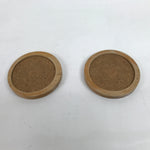 Japanese Handmade Natural Wood Drink Saucer Vtg Chataku Coaster 2pc Cork L342