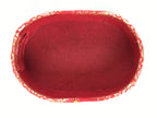 Japanese Handmade Paper Trinket Box Vtg Oval Komono Ire Washi Seigaiha Red JK663