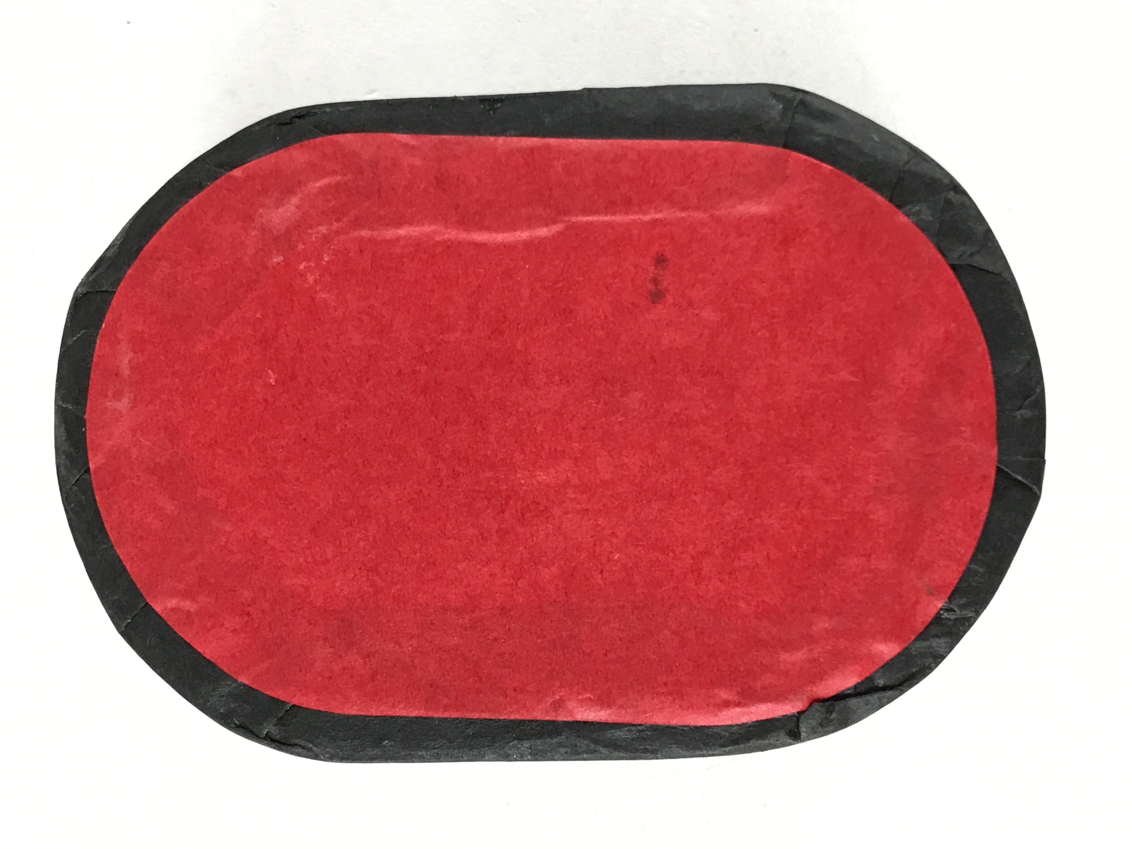 Japanese Handmade Paper Trinket Box Vtg Oval Komono Ire Washi Seigaiha Red JK663