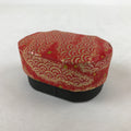 Japanese Handmade Paper Trinket Box Vtg Oval Komono Ire Washi Seigaiha Red JK663