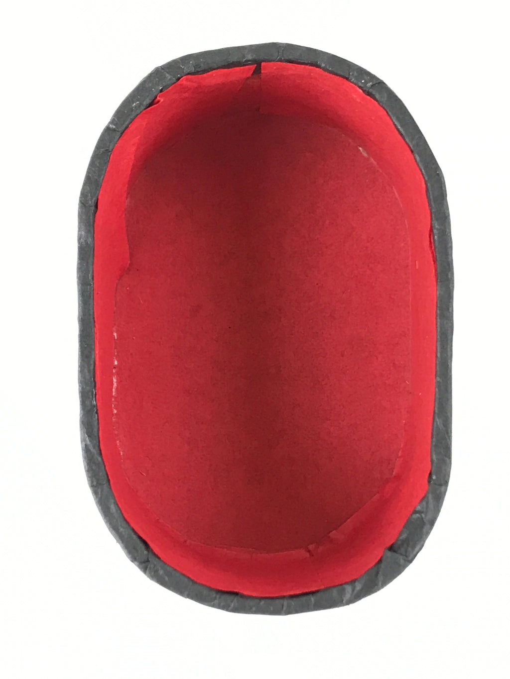 Japanese Handmade Paper Trinket Box Vtg Oval Komono Ire Washi Seigaiha Red JK664