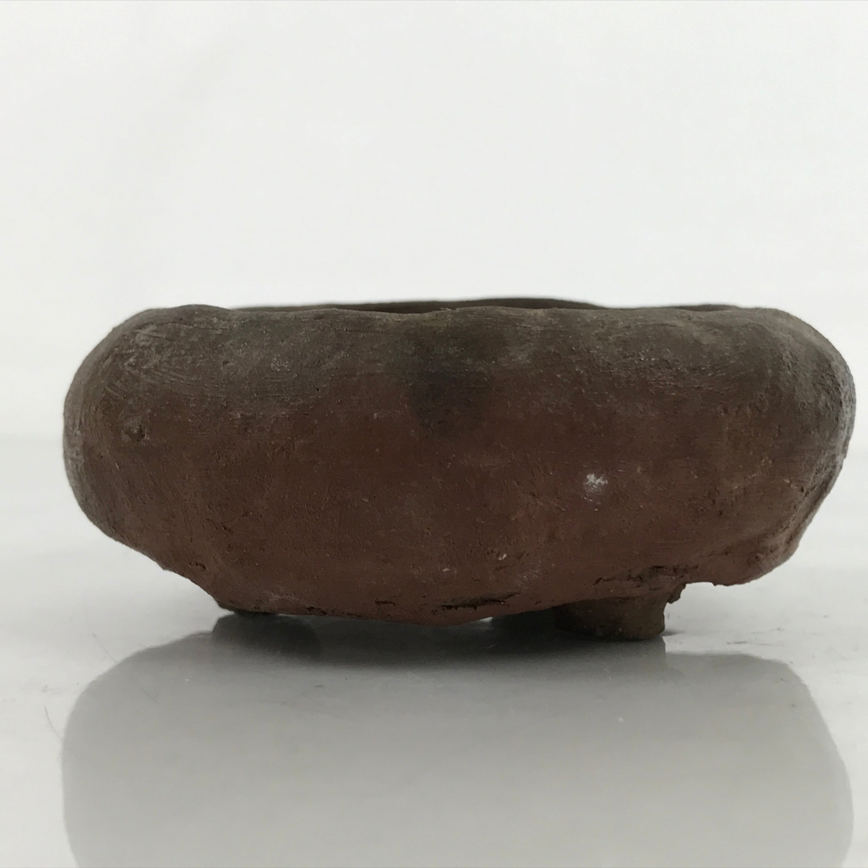 Japanese Handmade Pottery Small Bowl With Legs Vtg Kobachi Brown Y148