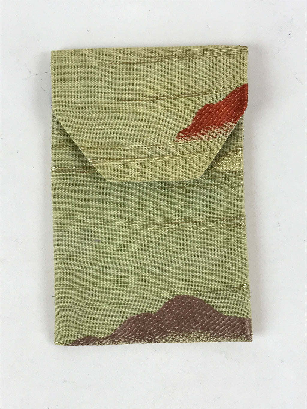 Japanese Handmade Prayer Beads Small Fabric Bag Vtg Green Jyuzu-Bukuro BA142