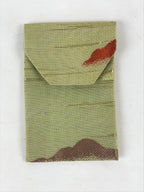 Japanese Handmade Prayer Beads Small Fabric Bag Vtg Green Jyuzu-Bukuro BA142